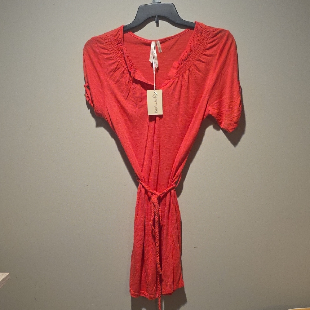 NWT Christine Love Coral V-Neck Beach Coverup